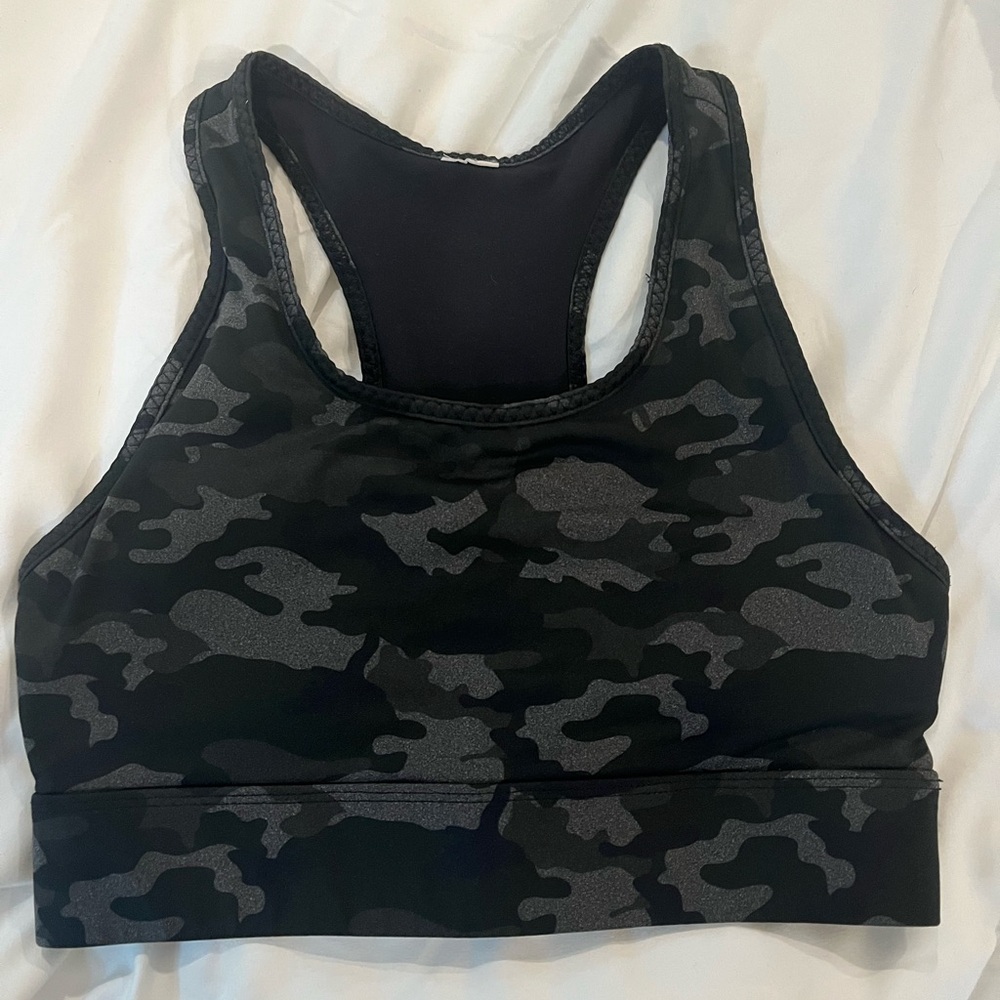 Fabletics Black and Gray Sports Bra Racerback Design